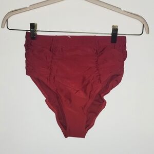 NWT- Adore Me Women’s Swim Bottoms Ruched High Cut In Red Sz M